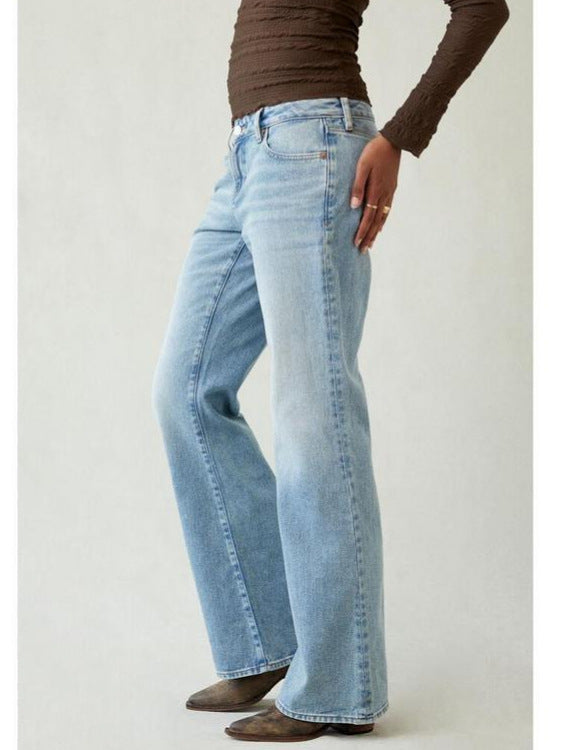 Low-rise loose straight leg jeans