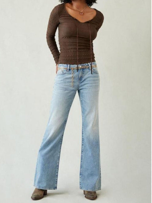 Low-rise loose straight leg jeans