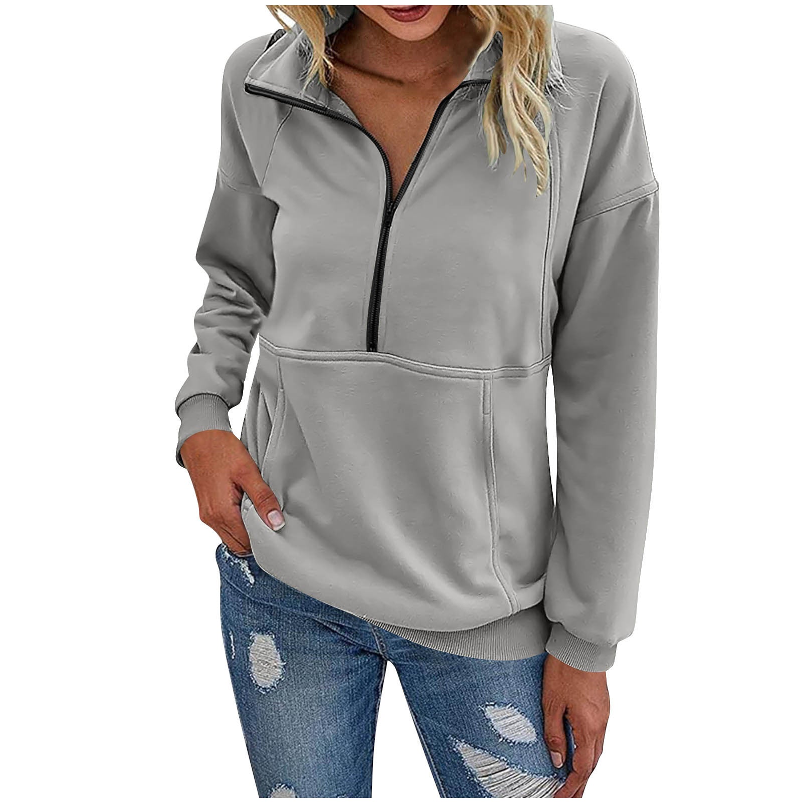 Long-sleeved zip-up polo shirt sweatshirt