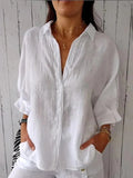 Solid color cotton and linen shirt