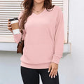 Solid color V-neck loose sweatshirt