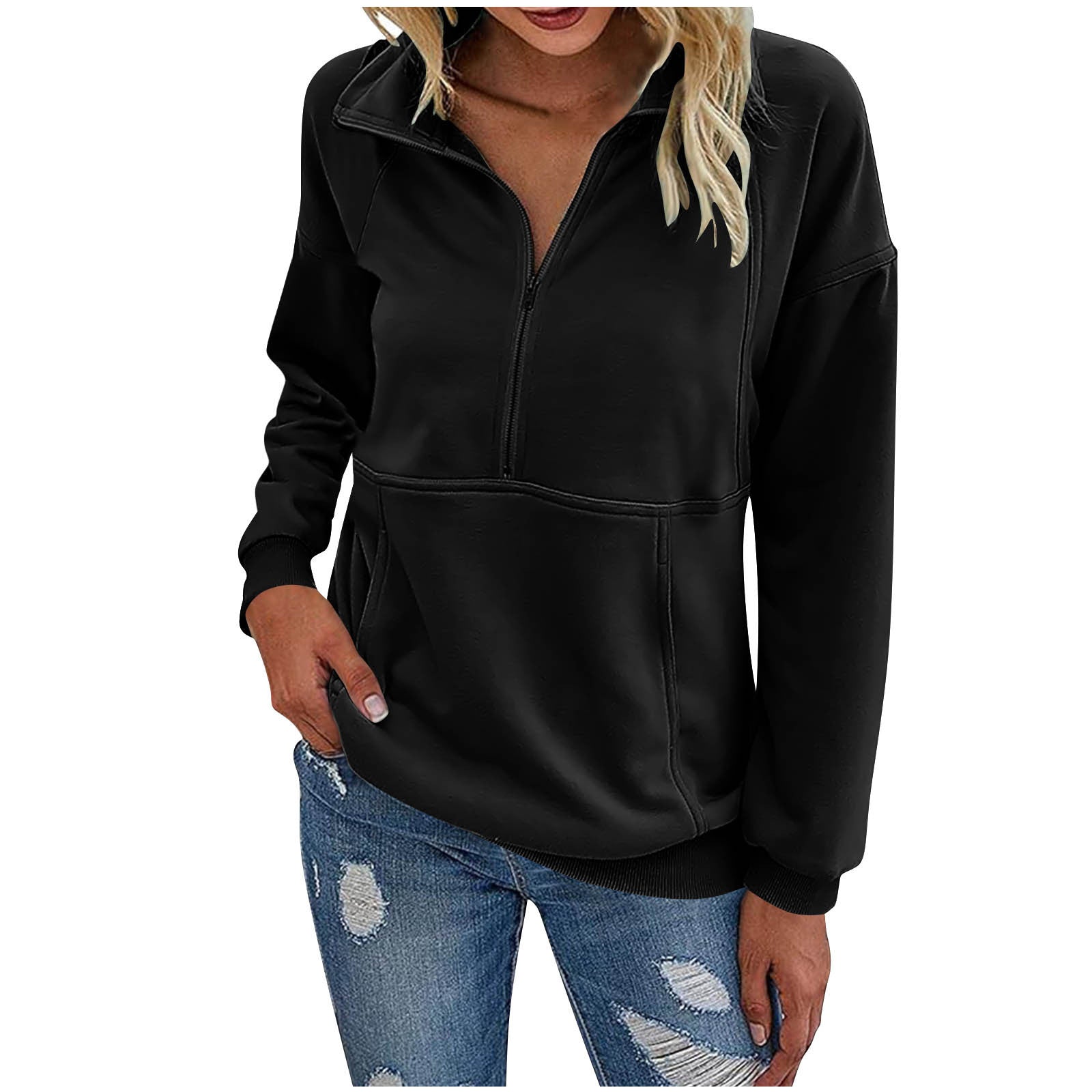 Long-sleeved zip-up polo shirt sweatshirt