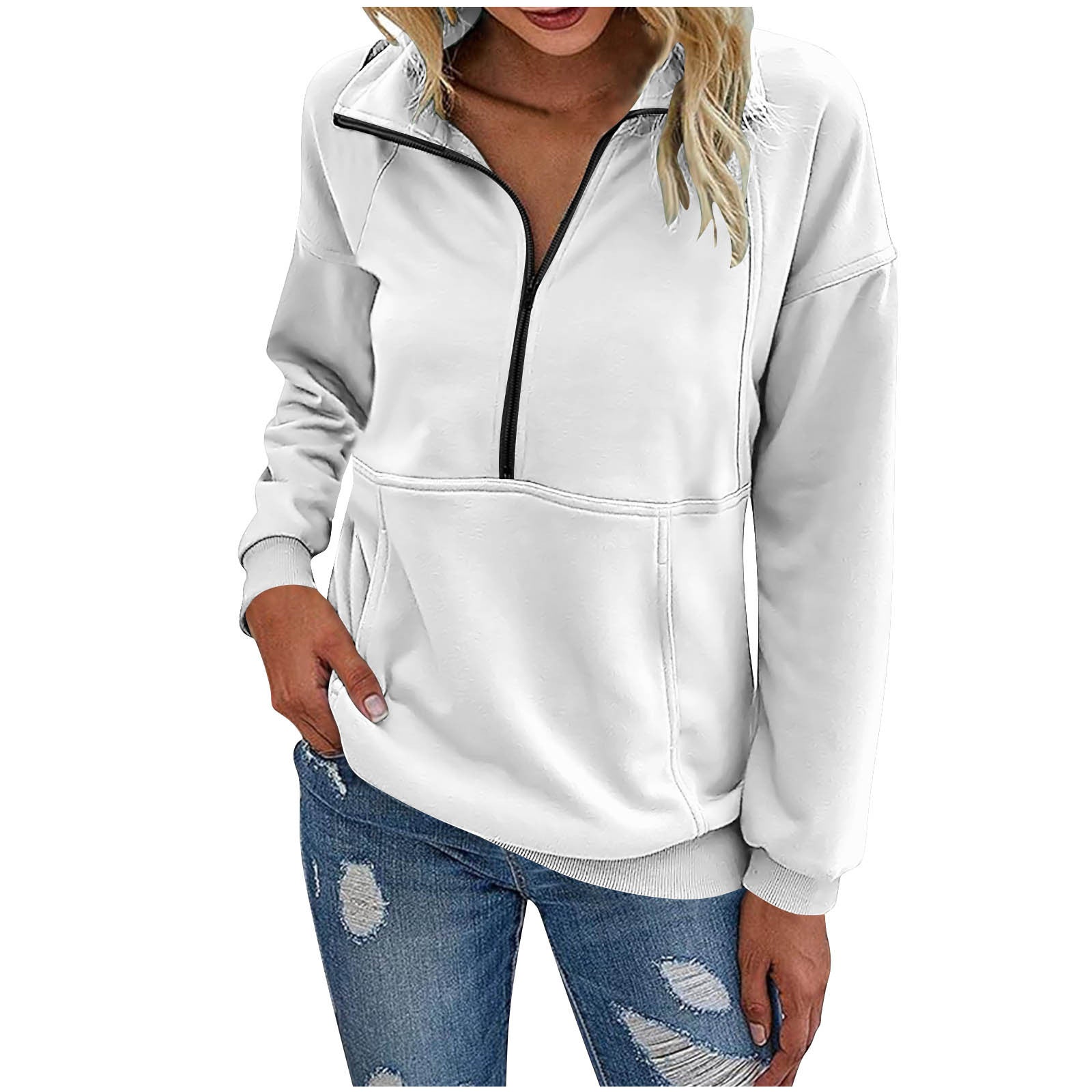 Long-sleeved zip-up polo shirt sweatshirt