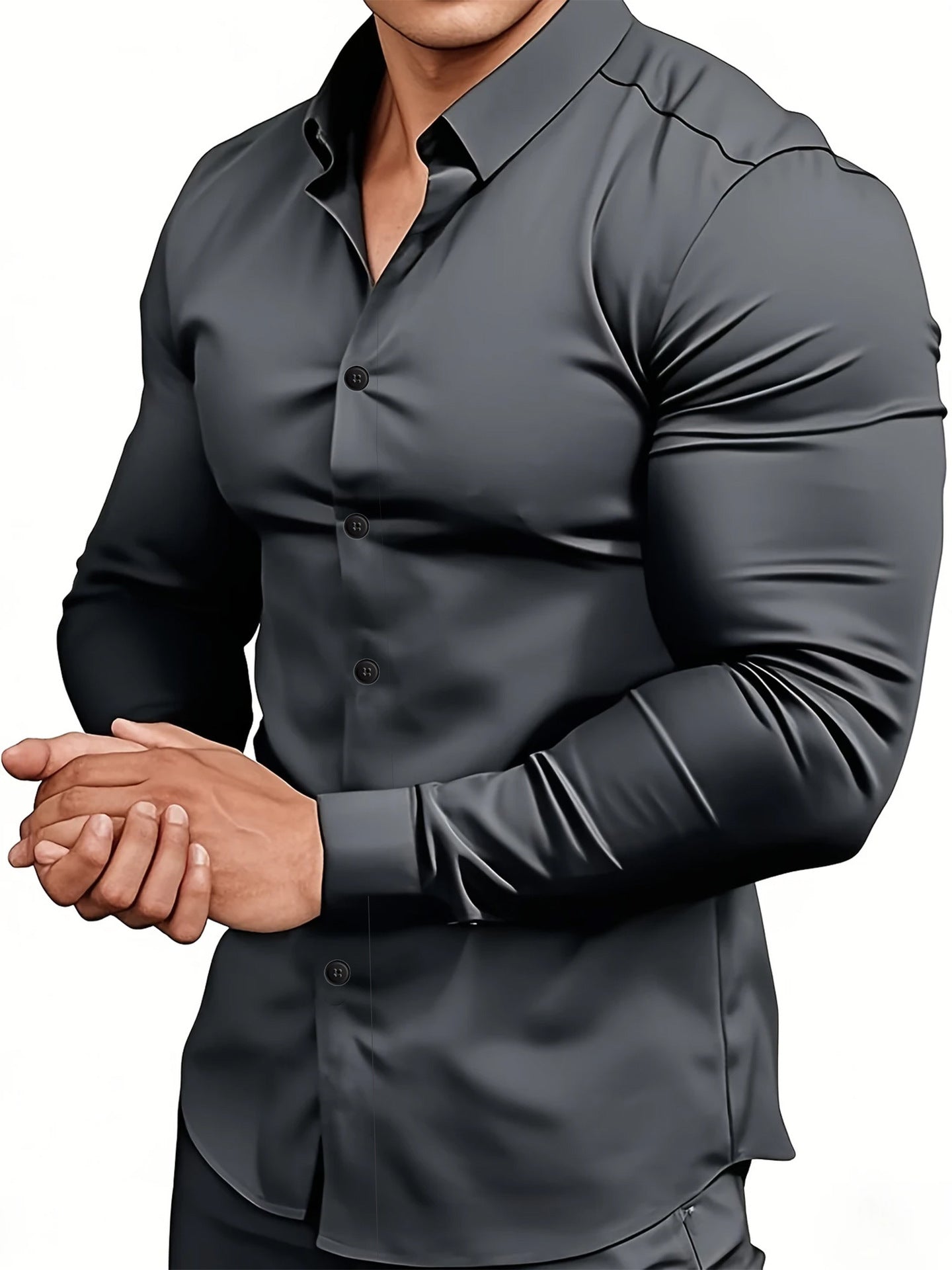Lined long solid color casual and versatile shirt