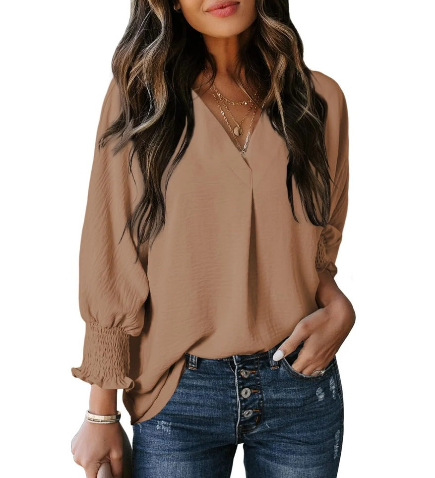 V-neck belted top casual wear
