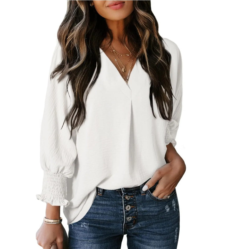 V-neck belted top casual wear