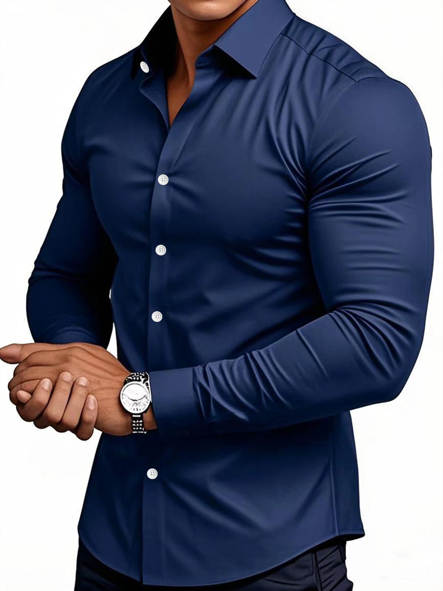 Lined long solid color casual and versatile shirt