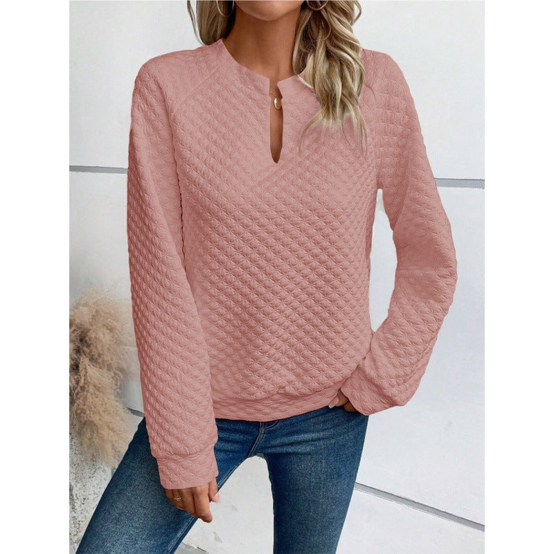 New Autumn/Winter Women's Solid Color Deep V-Neck Casual Sweatshirt