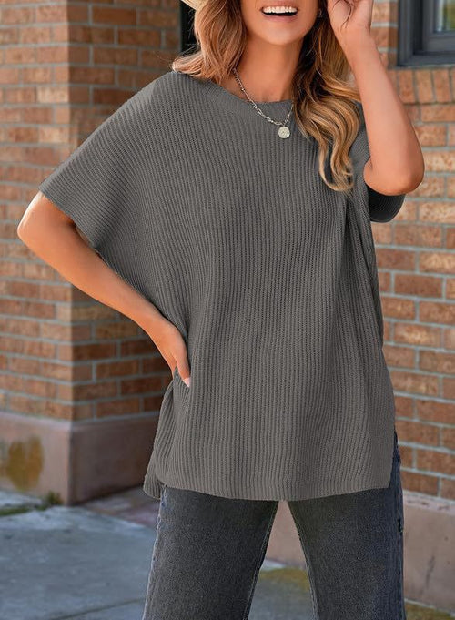 Casual loose drop-shoulder short-sleeved top