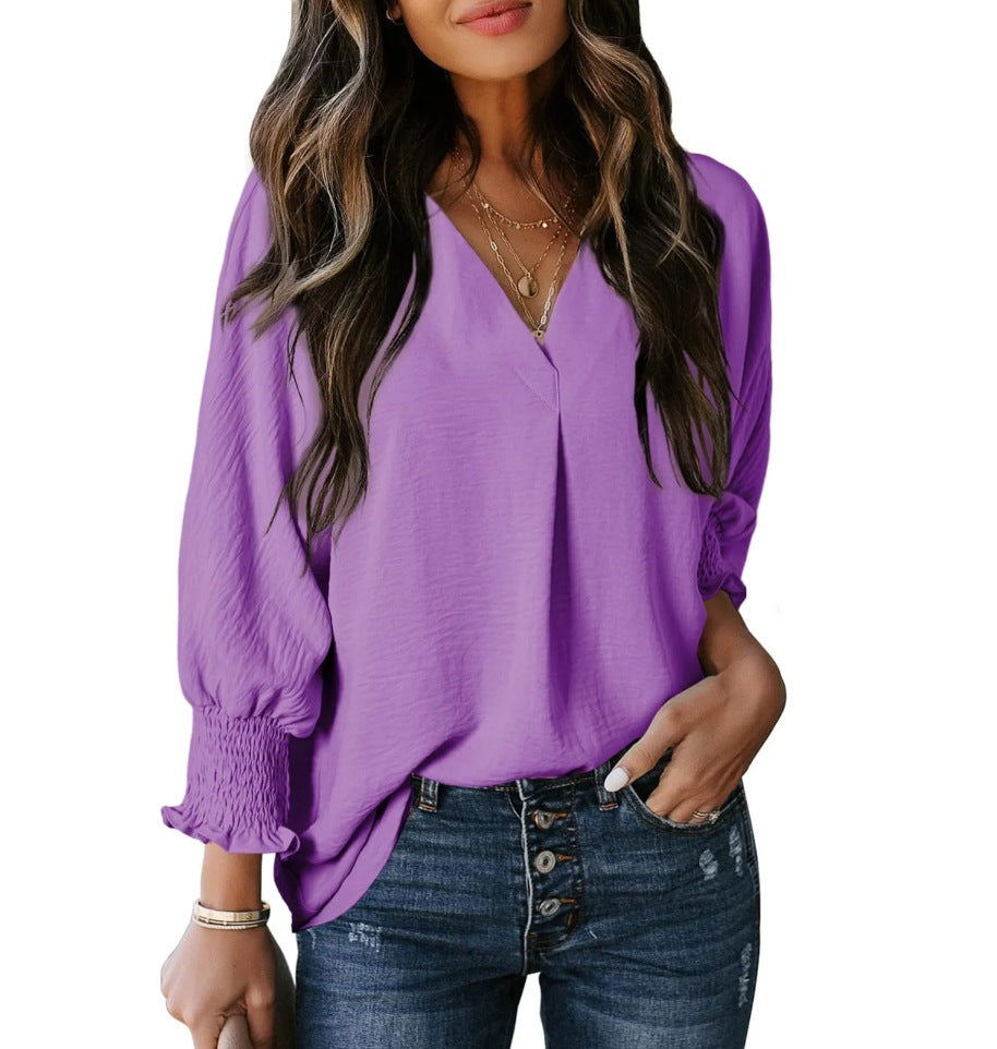 V-neck belted top casual wear