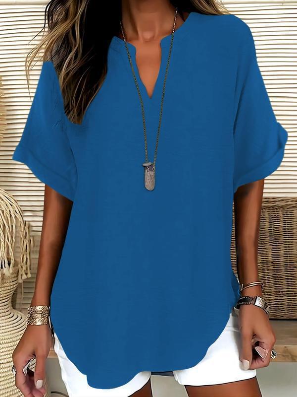 Spring Fashion Trends Women's V-neck Short-sleeved T-shirts and Shirts