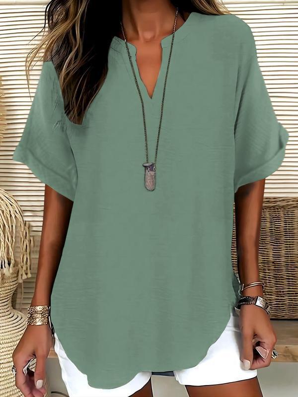 Spring Fashion Trends Women's V-neck Short-sleeved T-shirts and Shirts