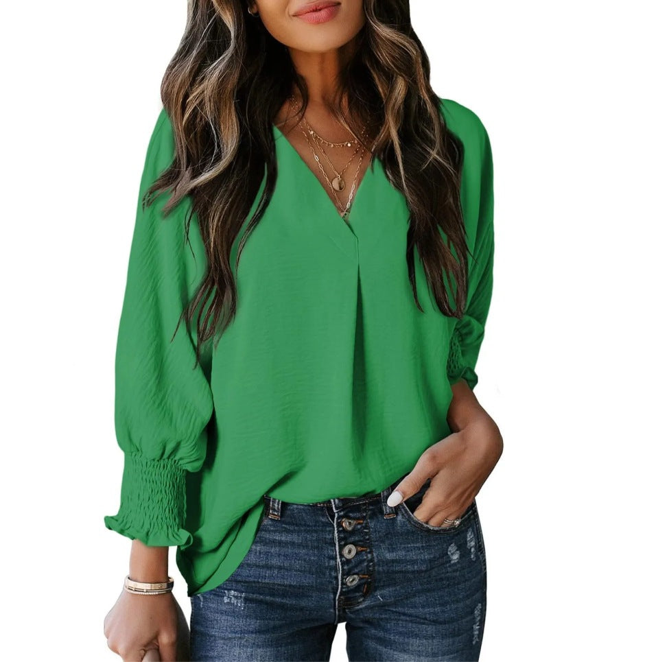 V-neck belted top casual wear