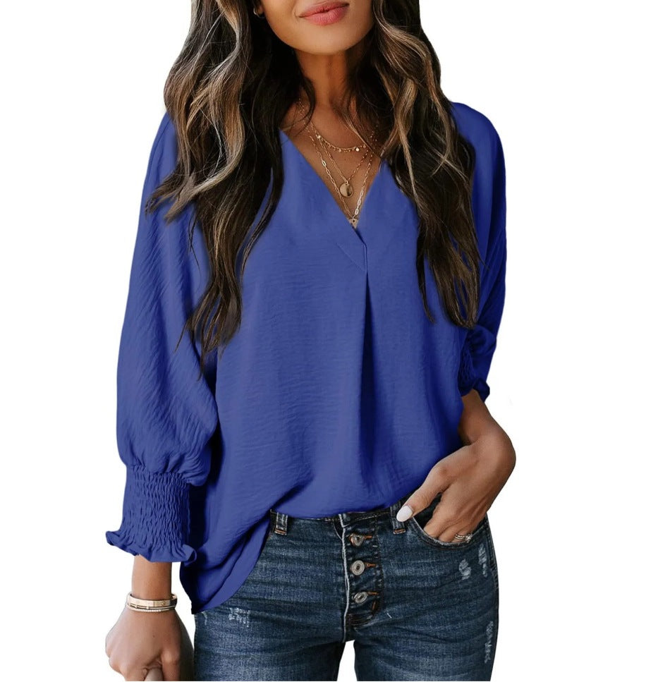 V-neck belted top casual wear