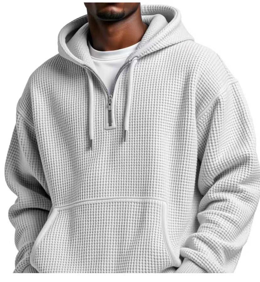 Half-front sweatshirt, solid color hoodie