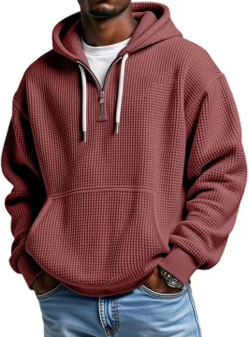 Half-front sweatshirt, solid color hoodie